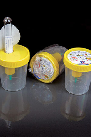 Contenitori per urine con tappo a vite completo di dispositivo per il prelievo da provetta sottovuoto CE - 200 PZ -Contenitore da 120 ml, in PP, con tappo a vite giallo e dispositivo
per il prelievo sottovuoto, non sterili in bulk