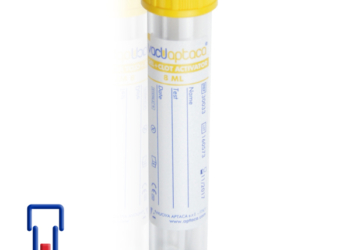 VacuAptaca Ø 16×100 mm, vol. 8 ml , tappo giallo, sterile – rack 100 pezzi